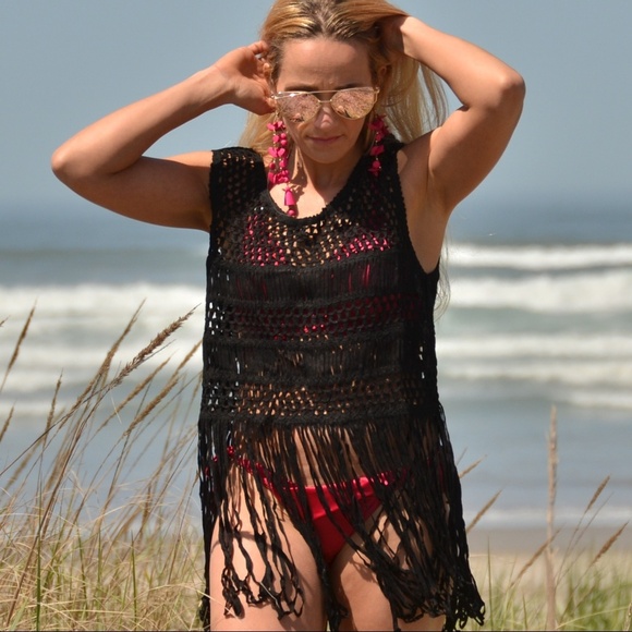 BLACK CROCHET TOP - Picture 1 of 5